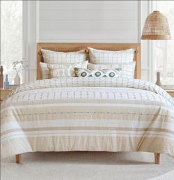 Neutral Striped Comforter Set with Shams