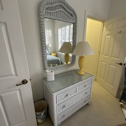 Lexington Henry Link Dresser And Mirror Wicker Coastal 