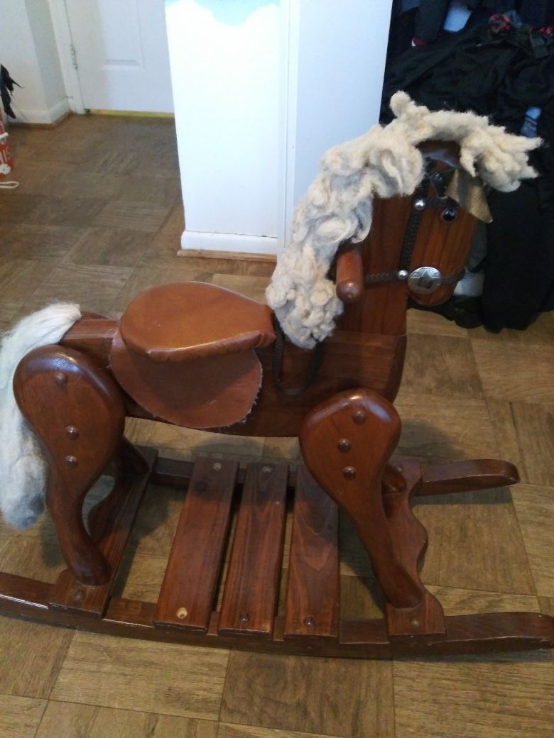 Mahogany wood Hand crafted rocking wooden horse
