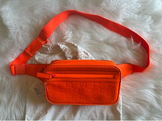 Authentic Gucci GG Rubber-Effect Belt Bag / Waist Bag – Fluorescent Orange