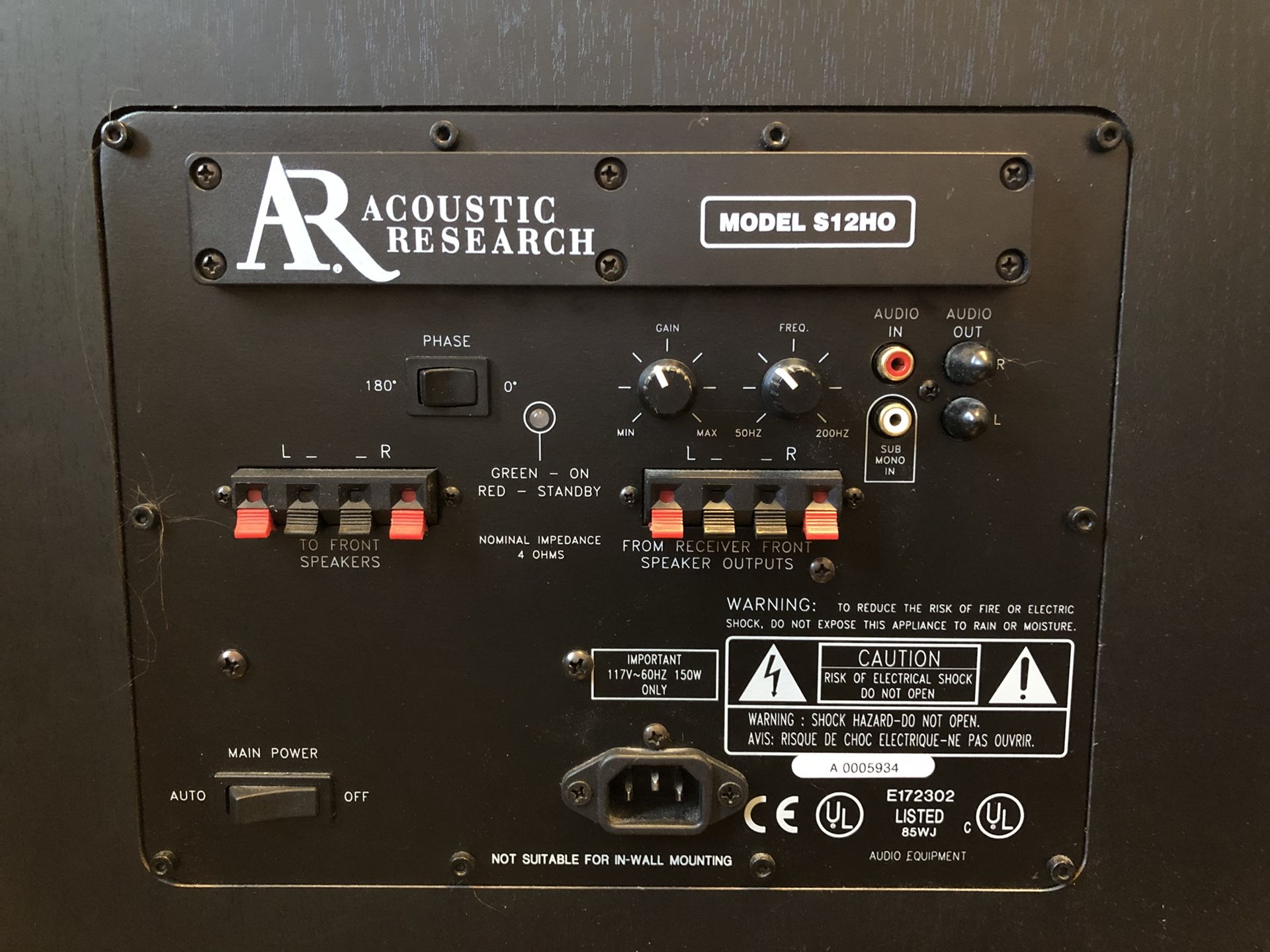 Acoustic Research S12HO Subwoofer for Sale in Glendale, CA OfferUp