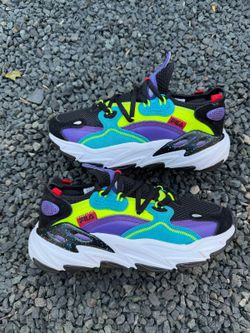 Fila Ray Tracer Evo 2 Neon Purple Black Yellow Size 7W 5.5M