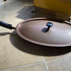Vintage copper fry pan with lid