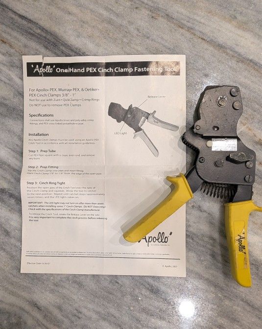 Apollo Pex Cinch Clamp Fastening Tool 
