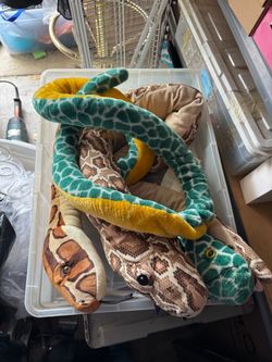 3 Large Stuffed Plush Snake Toys Set of 3
