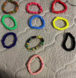 Handmade Rainbow Loom Rubber Band Bracelets Set of 9