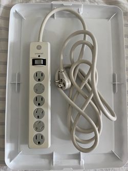 GE 6-Outlet Surge Protector Power Strip with 4ft Cord & Flat Plug (White)