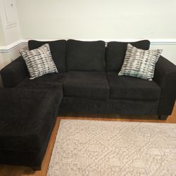 2 PC Venus Black L-shaped Sofa (Couch)