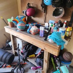 Hand Built Work Bench Items Near Or Around Not Included