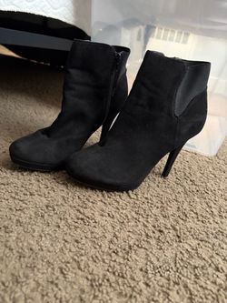 Black Suede Stiletto Ankle Boots