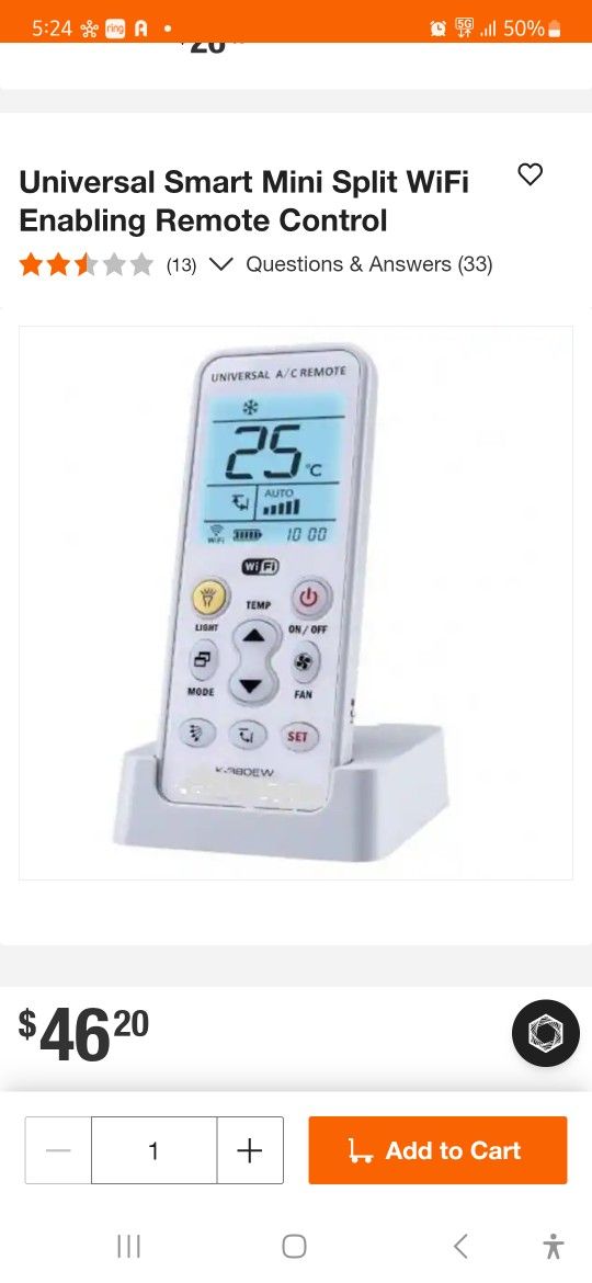 Universal Smart Mini Split WiFi Enabling Remote Control