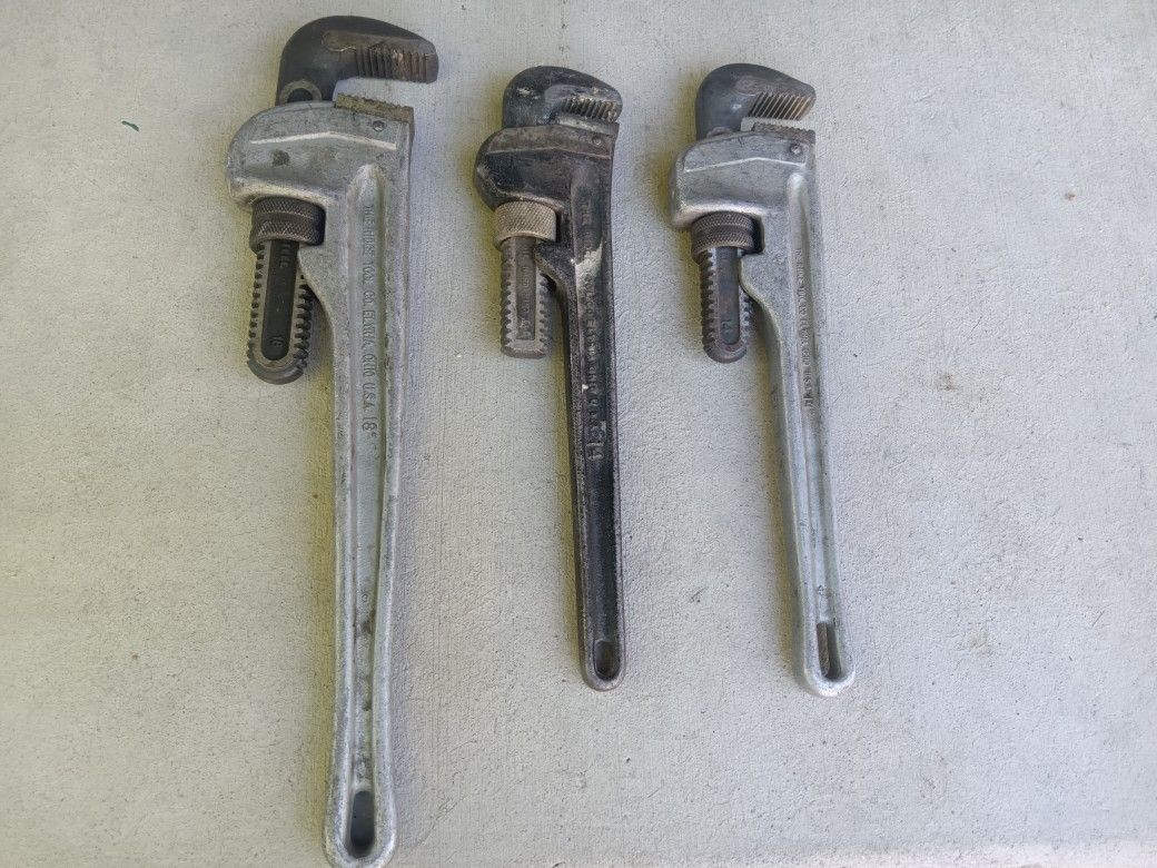 Rigid Tool Co 3 Adjustable Pipe Wrenches Aluminum