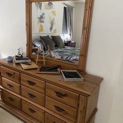 Wood Dresser With Mirror $200