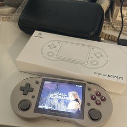 Anbernic RG353PS with case, charger, and mini HDMI cord