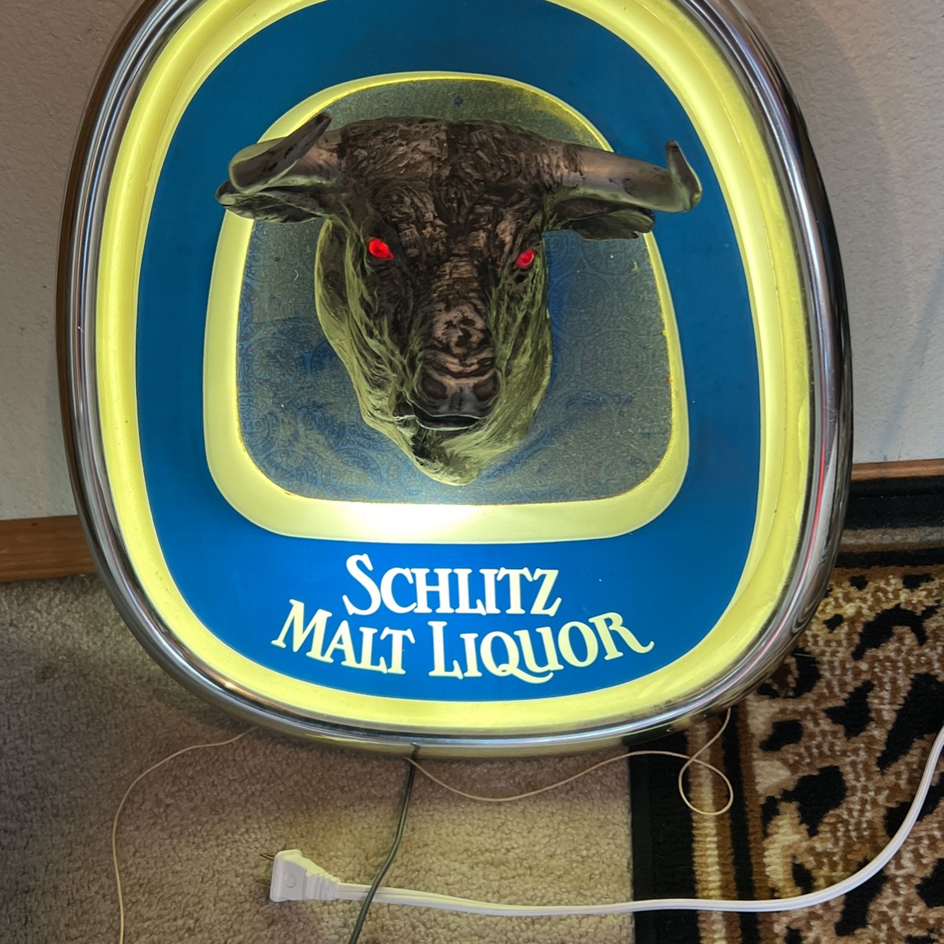 Schlitz Malt Liquor サイン Vintage 1968 Schlitz Malt Liquor 3d Bull Figure Plastic Beer Sign
