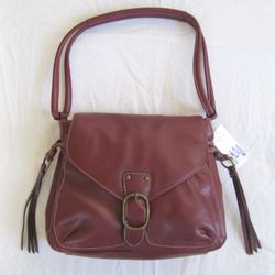 New Vintage Nine & Co Nine Wear Merlot Dark Red Fringe Element Purse; 90s Shoulder Bag