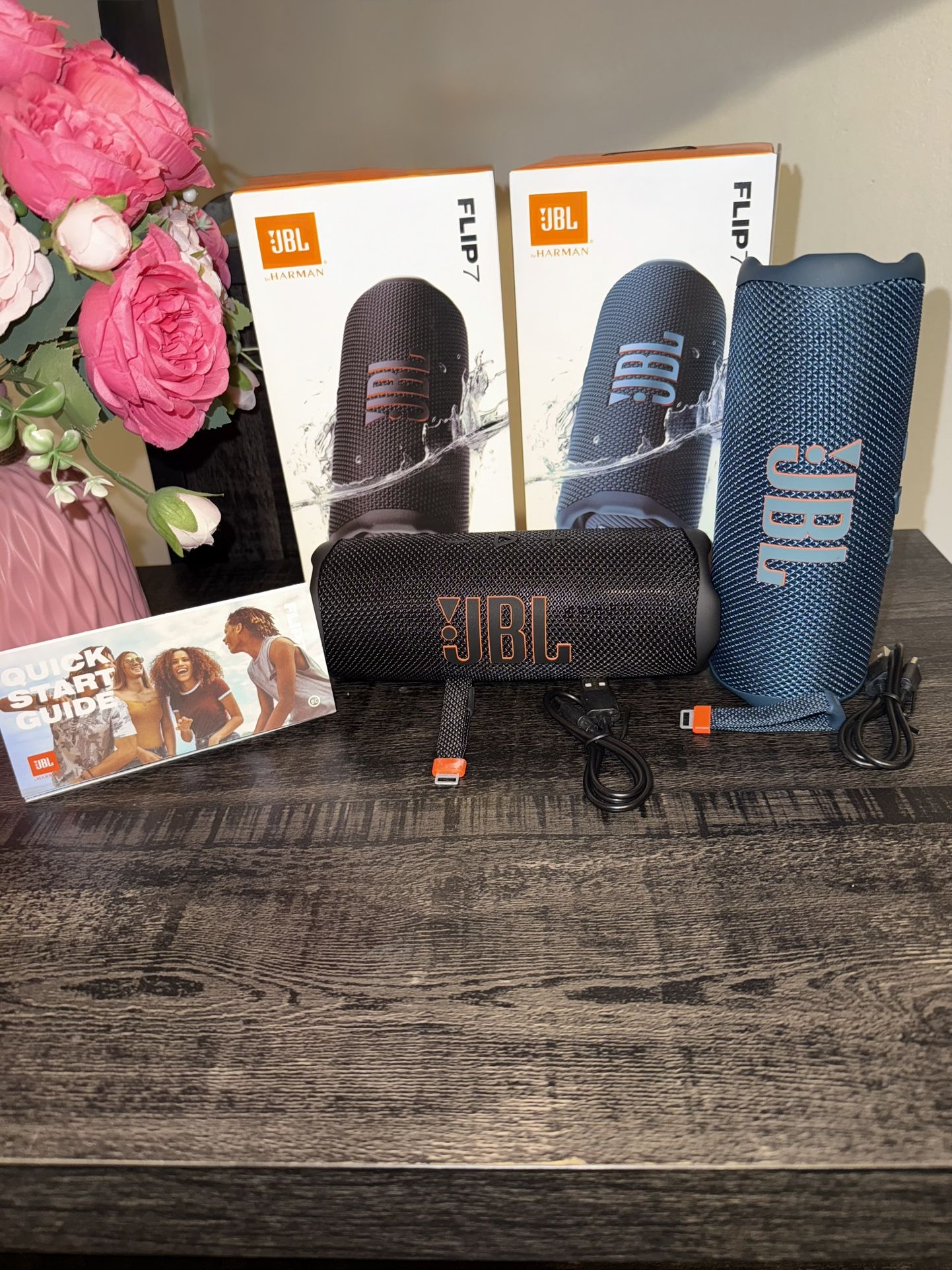 JBL Flip 7 Bluetooth Speakers Black and Blue