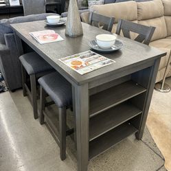 Counter Height Dining Table With 2 Stools And 2 Chairs 