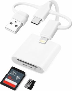 3-in-1 SD/TF Card Reader for iPhone, Android, and PC