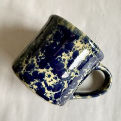 Large 16-oz Bennington Potters Agate Blue Spongeware Mug 