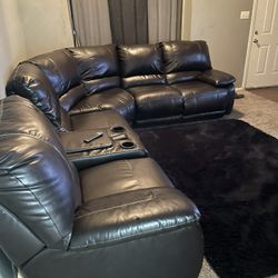 Leather Reclining Sofa 