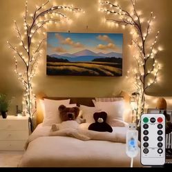 2 Pcs / 96LEDS Bendable Willow Vine Lights, 8Moeds Rattan Tree Decorative Light, Night Light, For Wall Bedroom Indoor Outdoor 