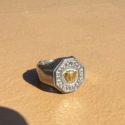 Designer 2 tone stainless steel ring size 9