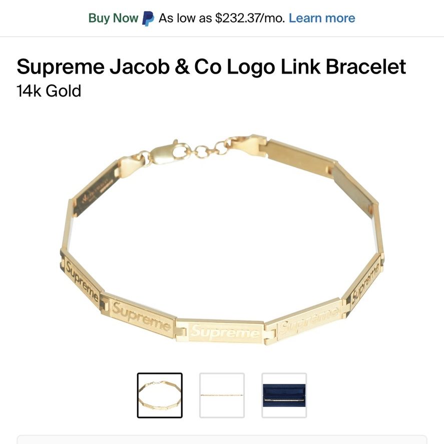Supreme®/Jacob & Co Logo Link 冠し Bracelet