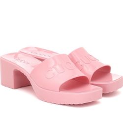 Gucci Pink Women’s Rubber Slide Sandal Size 39