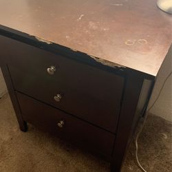 Queen Bed Frame, Nightstand, And Dresser For 170$ Obo All Defects Are Shown,  NEED GONE!! Mattress Not Included 