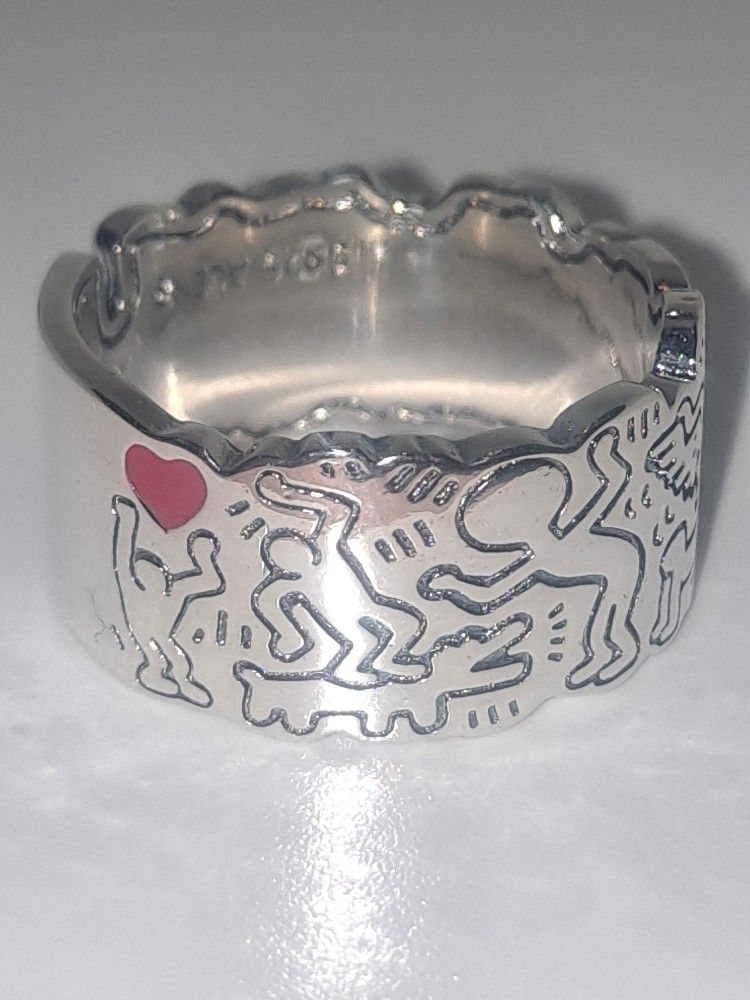 Pandora × Keith Haring Sterling Silver Ring Sz. 7