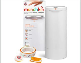 New - Munchkin CycloSeal Touch Free Pro Diaper Pail, Powered by Arm & Hammer Motion Activated Lid