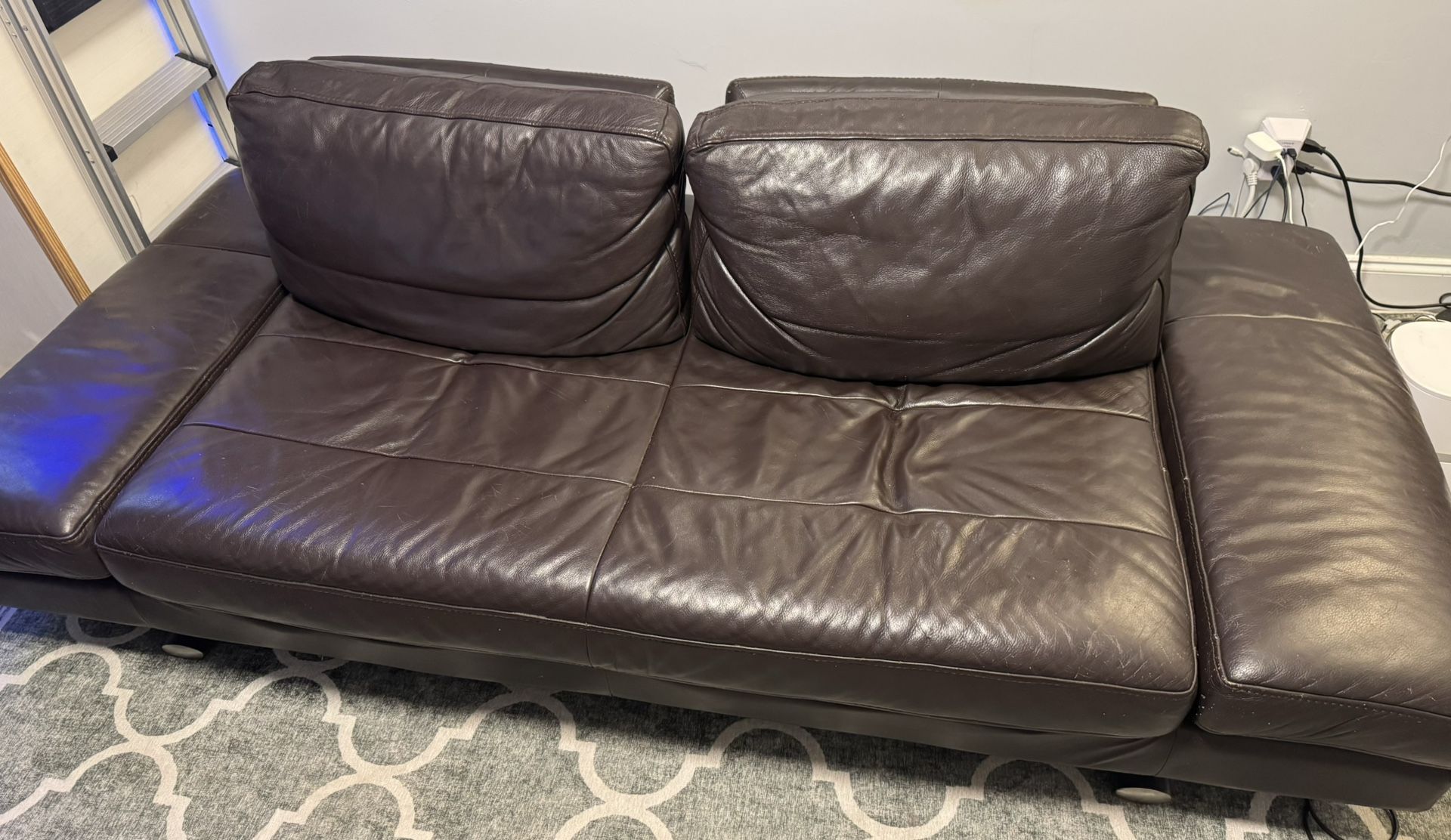 Full Grain Leather Brown Futon Sofa