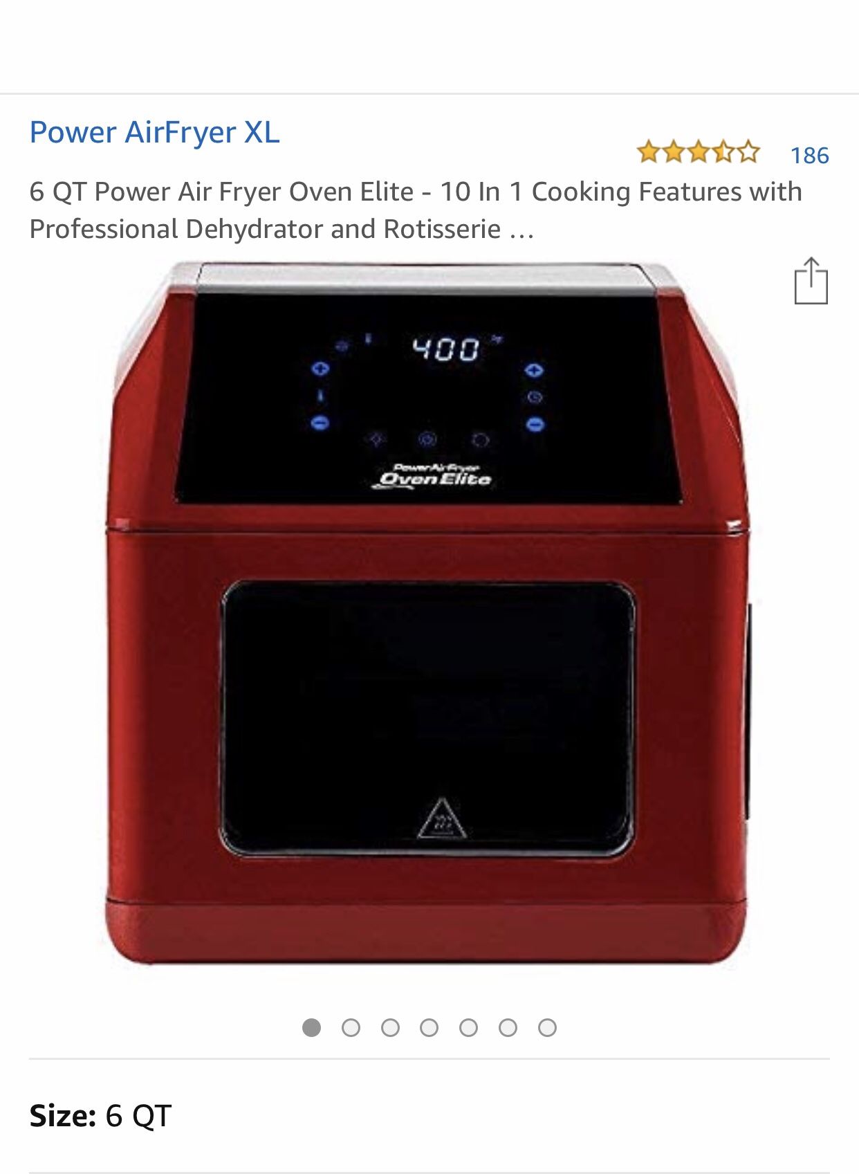 6 quart Power Air Fryer Oven Elite (red)