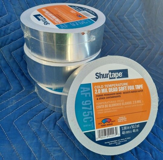 Shuretape Cold Temperature 2.0 Mil Dead Soft Foil Tape 1.88" x 50.3 Yd , $6 Each Roll NEW