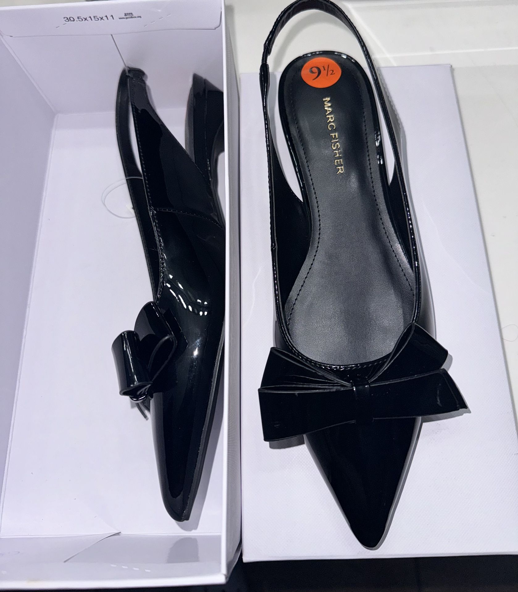 Marc Fisher Black Bow Flats