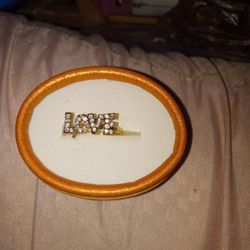 Beautiful Gold Plating Over 9.25 Sterling Silver "Love" Ring