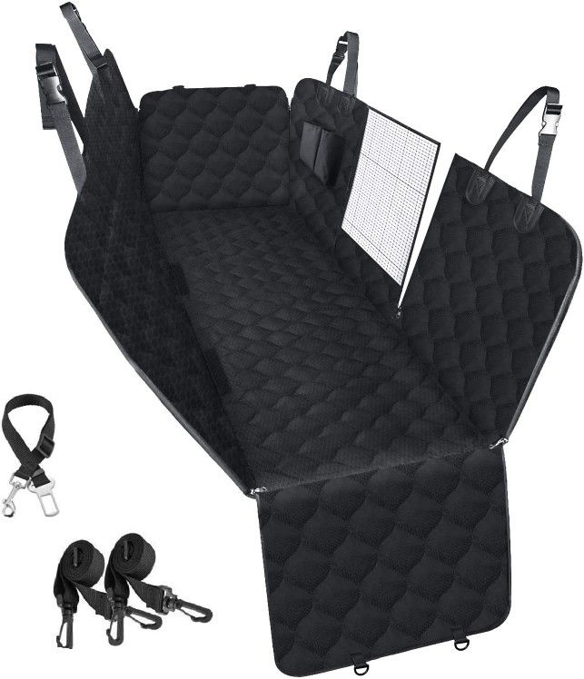 PETICON Dog Car Seat Cover for Back Seat, 100% Waterproof Dog Seat Cover for Cars with Mesh Window, Scratchproof Back Seat Cover for Dogs, Nonslip Dog
