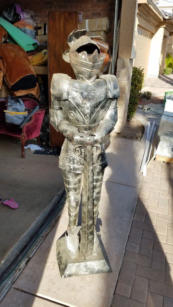 5 ft tall Metal Knight Armor decor antique style