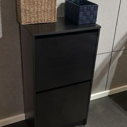 Shoe cabinet - 2 compartments storage, black-brown 19x11x36