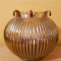 Pier 1 Bronze Glass Round Candle Holder