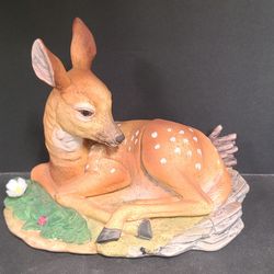 Beautiful Fawn Porcelain Deer # 5806 Figurine, Signed 