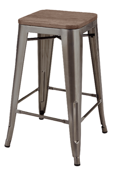 Homy Casa ZOLNES 29" Silver Metal Bar Stools Set of 4 for Home and Workspace