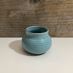 Small Blue Bud Vase Ceramic Bowl With Gold Rim *New