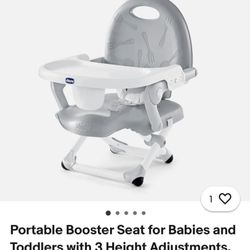 Without Tray; Portable Booster Seat for Babies and Toddlers with 3 Height Adjustments, Grey,,
