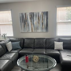 3 piece gray leather couch