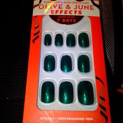 Press-on Nails Extra Short Emerald Chrome Super Stick No Glue Needed