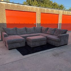 Charcoal Gray U-Shaped Sectional Couch - FREE DELIVERY!