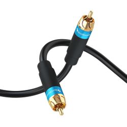 BlueRigger RCA Audio Subwoofer Cable (50FT, Dual Shielded, Gold Plated RCA Connectors) – for Subwoofer, Amplifier, Home Theater
