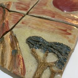 Vintage handmade ceramic  art tiles